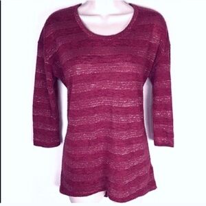 Maison Jules high low berry pink 3/4 sleeve top